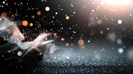Poster - Sparkling particles float in dramatic light, creating a magical, ethereal atmosphere.