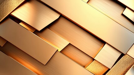 Aufkleber - Abstract geometric pattern with metallic gold overlapping rectangles.