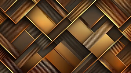 Aufkleber - Abstract geometric background with metallic gold and brown textures.