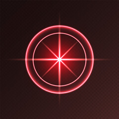 Wall Mural - red light flare, glowing shiny sparkle, lens flare effect, bright glimmering glare. vector illustrat