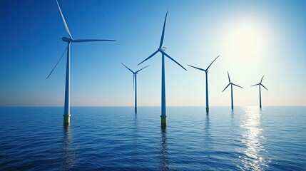 Wall Mural - Offshore Wind Turbines Generating Clean Energy