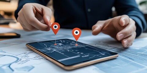 Poster - mapping digital locations with pins smartphone technology office environment hands-on viewpoint ai i
