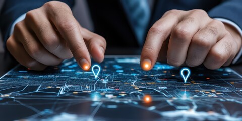 Poster - digital handset location mapping with ai technology urban setting interactive content high-tech envi