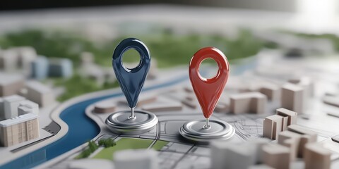 Poster - digital mapping action ai technology pinpoints locations with map visualization 3d environment infor