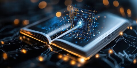 Poster - knowledge through digital technology online education concept futuristic environment abstract viewpo