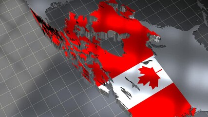 Wall Mural - Canada - rotating country border and flag - 4k 3D animation (3840 x 2160 px)