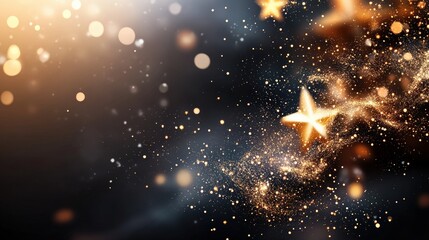 Poster - Glittering starry night sky with sparkles and bokeh lights creating a magical ambiance.