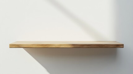 Poster - Minimalistic mockup scene featuring a wooden shelf with ample white space for product display