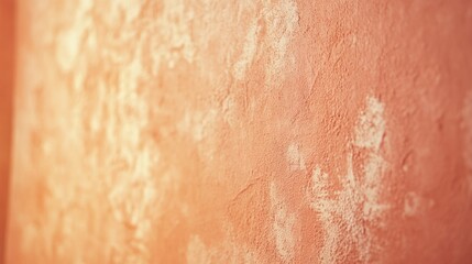 Poster - Textured wall featuring the trendy peach fuzz color with a blurred background and ample copy space