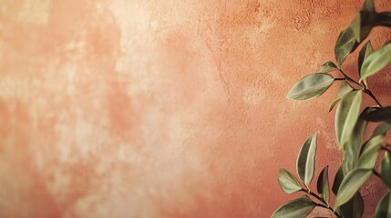 Poster - Textured wall featuring the trendy peach fuzz color with a blurred background and ample copy space