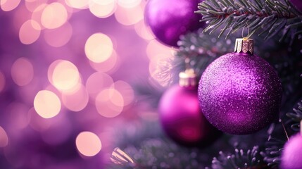 Poster - Bright purple festive background with a trendy color perfect for Christmas decorations or projects Features a blurred effect with ample space for text