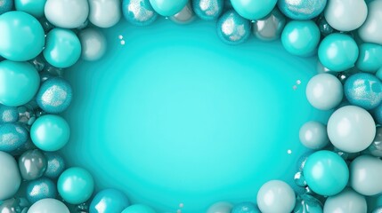 Poster - Celebratory balloon backdrop in turquoise Festive banner design