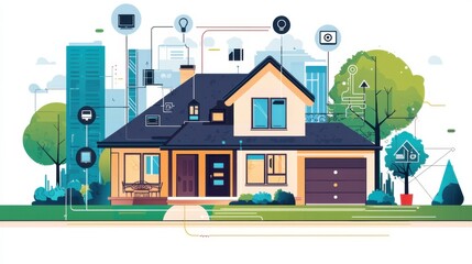 Poster - Modern Smart Home Illustration with Technology Elements