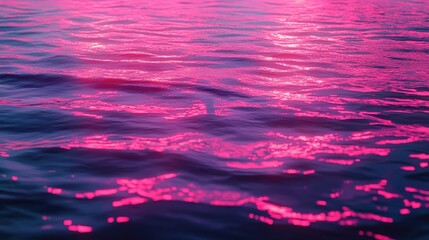 Poster - Neon light effect creating a calming ambiance over water showcasing pink reflections on the surface
