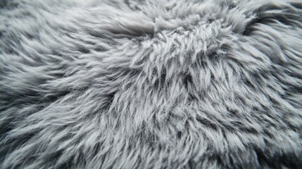 Poster - Close up of a shaggy fur texture featuring a grey sheepskin rug