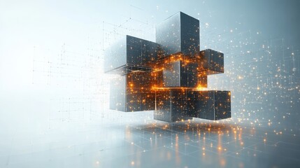 Poster - abstract technology cube construction 3d rendering