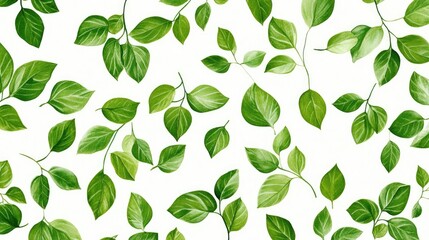 Poster - A green leaf pattern is featured on a white background creating an impression similar to a foot
