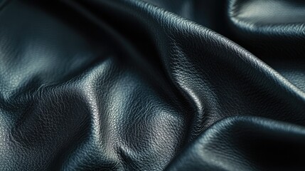 Poster - Close up view highlighting the texture of black leather fabric