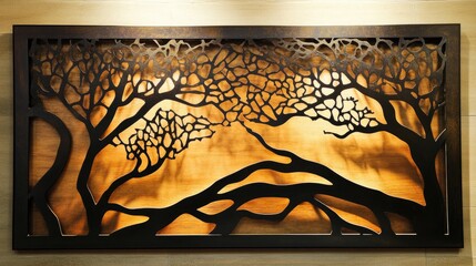 Poster - Laser Cut Metal Art Panel with Nature Inspired Designs