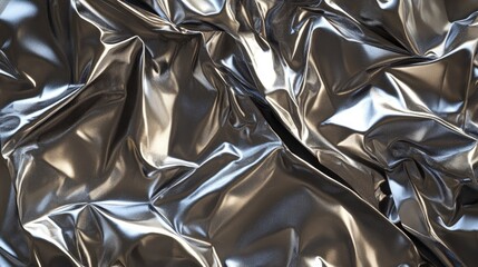 Poster - Shimmering crumpled fabric in a shiny chrome hue