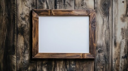 Poster - Wooden frame sign mockup featuring a white blank center ideal for showcasing designs or advertisements on a blank billboard