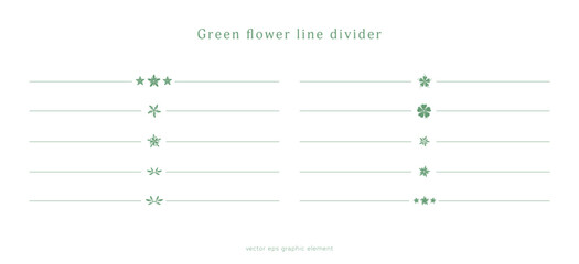 Poster - set green flower floral text line divider decoration vector