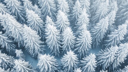 Poster - Aerial View of a Snow Covered Pine Forest