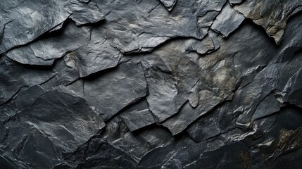 Poster - Rough and textured dark gray or black stone surface ideal for use as a backdrop background