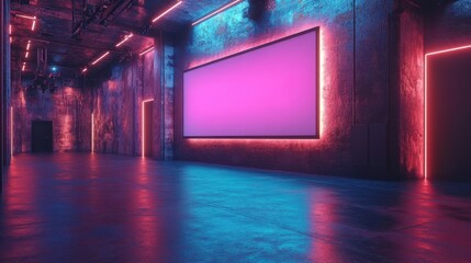 Poster - mechanical arm and empty stage 3d rendering