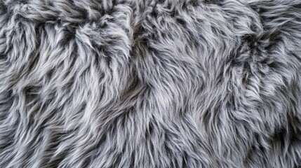 Poster - Close up of a shaggy fur texture featuring a grey sheepskin rug