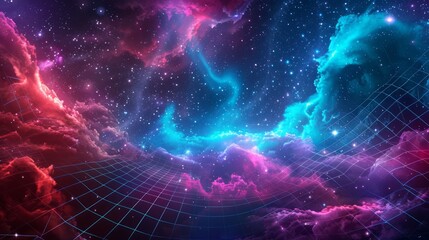 Poster - Vibrant Galaxy Scene in Vaporwave Style