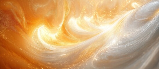 Wall Mural - Abstract swirl of light and color in white and gold.