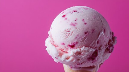 Poster - Close up view of ice cream against a vibrant pink backdrop