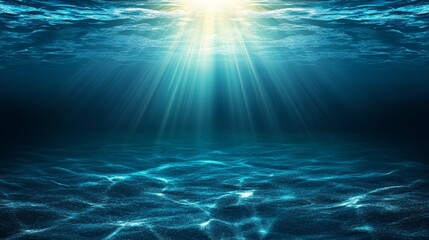 Poster - Underwater scene with sun rays shining through the water.