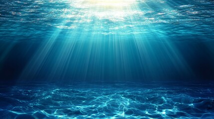 Poster - Underwater view of sun rays through the water.