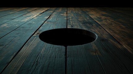 Wall Mural - Dark Wooden Plank with a Hole