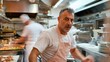 © CreativeSeven  - Italian chef discussing daily specials in a busy restaurant kitchen culinary arts dynamic environment professional viewpoint for seo impact