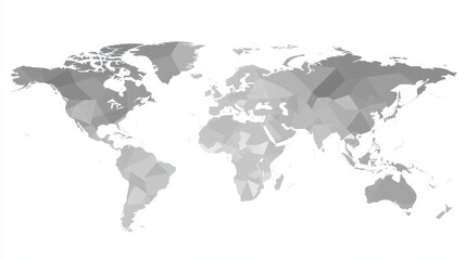 Aufkleber - Grey polygonal world map illustration on a white background.