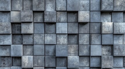 Wall Mural - Gray anthracite concrete texture featuring a mosaic of square cubes ideal for panoramic backgrounds or design projects