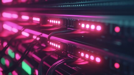 Poster - Server Racks with Neon Lights