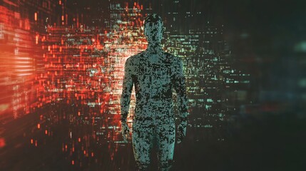 Canvas Print - Digital Human in a Data Stream