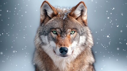  Majestic Wolf in Winter Snowfall Wildlife Portrait Photography