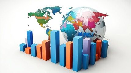 Poster - Global Financial Market Concept with World Map and Graphs