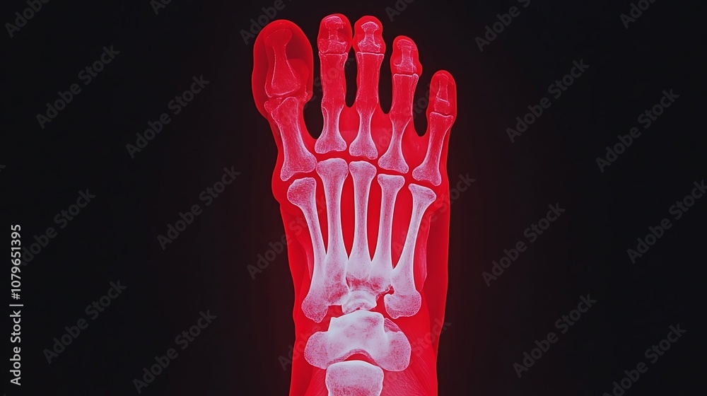 Detailed X ray Image of a Human Foot Skeleton Showing the Complex Bone ...