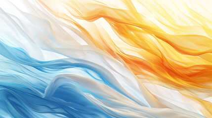 Wall Mural - Flowing abstract shapes in blue and orange with smooth gradient blending