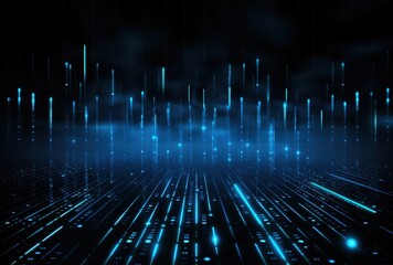 Poster - Abstract Digital Landscape with Blue Glowing Lines