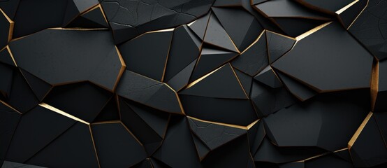 Aufkleber - Abstract Black and Gold Geometric Pattern