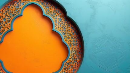 Poster - Intricate Orange and Blue Geometric Pattern with Textured Background