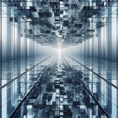Poster - A walkway made of transparent panels with mirrored undersides su