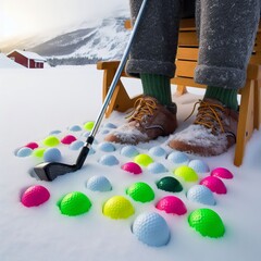 Poster - Adapt golf to winter conditions by using brightly colored balls